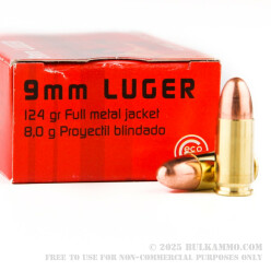 50 Rounds of 9mm Ammo by GECO - Swiss - 124gr FMJ