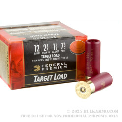 25 Rounds of 12ga Ammo by Federal Gold Medal Target - 2-3/4" 1 1/8 ounce #7 1/2 shot