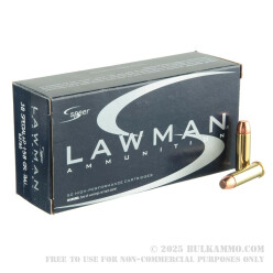 50 Rounds of .38 Spl +P Ammo by Speer Lawman - 158gr TMJ