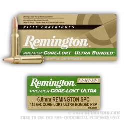 20 Rounds of 6.8 SPC Ammo by Remington Core-Lokt Ultra Bonded - 115gr PSP