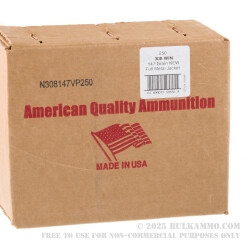 250 Rounds of .308 Win Ammo by American Quality Ammunition - 147gr FMJ