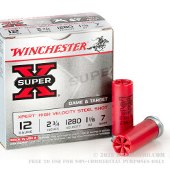 25 Rounds of 12ga Ammo by Winchester - 1 1/8 ounce #7 Shot (Steel)