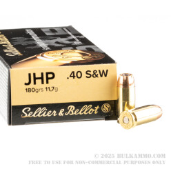 1000 Rounds of 40 S&W Ammo by Sellier & Bellot - 180gr JHP