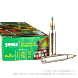 200 Rounds of .223 Ammo by Sierra Prairie Enemy - 55gr BlitzKing