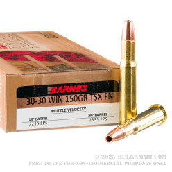 20 Rounds of 30-30 Win Ammo by Barnes - 150gr TSX