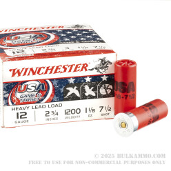 250 Rounds of 12ga Ammo by Winchester USA Game & Target - 1-1/8 ounce #7-1/2 shot