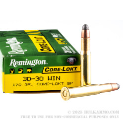 20 Rounds of 30-30 Win Ammo by Remington - 170gr SP