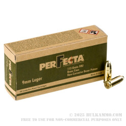 50 Rounds of 9mm Ammo by Fiocchi Perfecta - 115gr FMJ