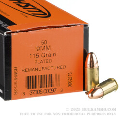 50 Rounds of Remanufactured 9mm Ammo by Hunting Shack - 115gr TMJ