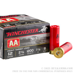 250 Rounds of 12ga Ammo by Winchester AA - 1 1/8 ounce #8 shot