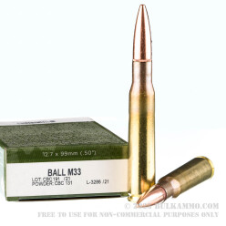 100 Rounds of .50 BMG Ammo by Magtech - 624gr FMJ