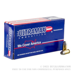 50 Rounds of .380 ACP Ammo by Ultramax Remanufactured - 115gr LRN