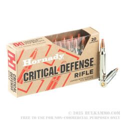 20 Rounds of .223 Ammo by Hornady Critical Defense - 55gr FTX