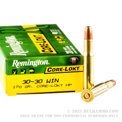 20 Rounds of 30-30 Win Ammo by Remington - 170gr HP