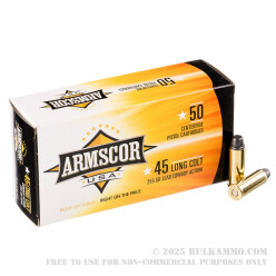 50 Rounds of .45 Long Colt Ammo by Armscor - 255gr LFN