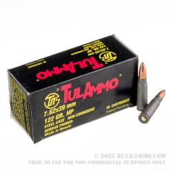 1000 Rounds of 7.62x39mm Ammo by Tula - 122gr HP