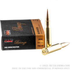 500  Rounds of .308 Win Ammo by PMC - 147gr FMJBT