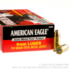 1000 Rounds of 9mm Ammo by Federal American Eagle - 124gr TMJ