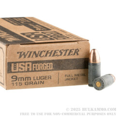 1000 Rounds of 9mm Ammo by Winchester USA Forged - 115gr FMJ