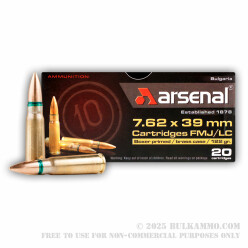 20 Rounds of 7.62x39mm Ammo by Arsenal - 122gr FMJ