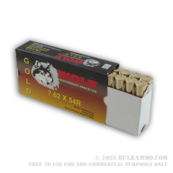 20 Rounds of 7.62x54r Ammo by Wolf - 180gr SP