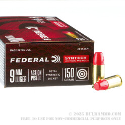 50 Rounds of 9mm Ammo by Federal Syntech Action Pistol - 150gr Total Synthetic Jacket