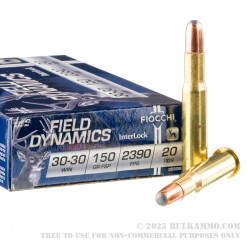 200 Rounds of 30-30 Win Ammo by Fiocchi - 150gr PSP