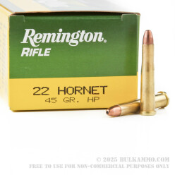 50 Rounds of .22 Hornet Ammo by Remington Express Rifle - 45 gr HP