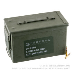 800 Rounds of 5.56x45 Ammo in Can by Federal - 62gr FMJBT