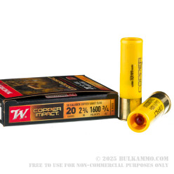 5 Rounds of 20ga Ammo by Winchester Copper Impact - 3/4 ounce Tipped Copper Sabot Slug