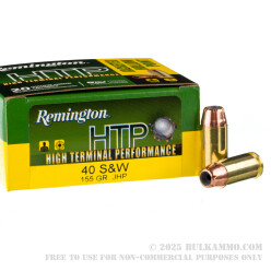 20 Rounds of .40 S&W Ammo by Remington HTP - 155gr JHP