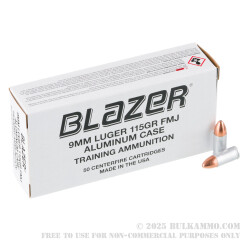 50 Rounds of 9mm Ammo by Blazer Aluminum - 115gr FMJ