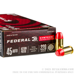 500 Rounds of .45 ACP Ammo by Federal Syntech Action Pistol - 220gr Total Synthetic Jacket FN