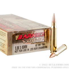 20 Rounds of 5.56x45 Ammo by Barnes VOR-TX - 62gr TSX