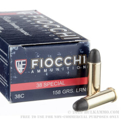 50 Rounds of .38 Spl Ammo by Fiocchi - 158gr LRN