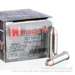 25 Rounds of .357 Mag Ammo by Hornady - 135gr FTX