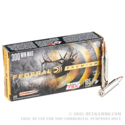 20 Rounds of .300 Win Mag Ammo by Federal - 165gr TSX