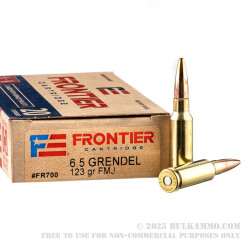 200 Rounds of 6.5 Grendel Ammo by Hornady Frontier - 123gr FMJ