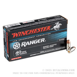 50 Rounds of .40 S&W Ammo by Winchester Ranger Bonded - 165gr JHP - LE Trade-In