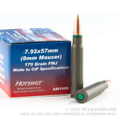 720 Rounds of 8 mm Mauser Ammo by Hotshot Ammunition - 170gr FMJ