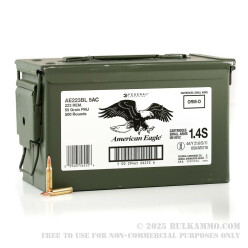 500 Rounds of .223 Ammo by Federal American Eagle - 55gr FMJ - Ammo Can