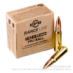 15 Rounds of 7.62x39 Ammo by Prvi Partizan - 123gr FMJ