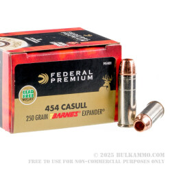 20 Rounds of .454 Casull Ammo by Federal Vital-Shok - 250gr SCHP Barnes Expander