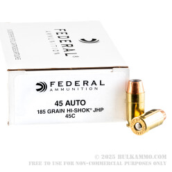 1000 Rounds of .45 ACP Ammo by Federal - 185gr JHP