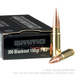 500 Rounds of .300 AAC Blackout Ammo by Ammo Inc. - 150gr FMJ