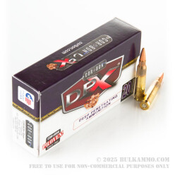 20 Rounds of .223 Ammo by DPX Ammunition - 62gr Solid Copper Hollow Point