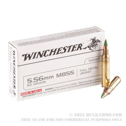 1000 Rounds of 5.56x45 Ammo by Winchester - 62gr FMJ Green Tip