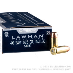 1000 Rounds of .40 S&W Ammo by Speer Lawman - 165gr TMJ