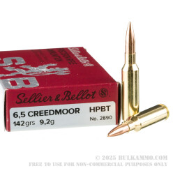 20 Rounds of 6.5 Creedmoor Ammo by Sellier & Bellot - 142gr HPBT