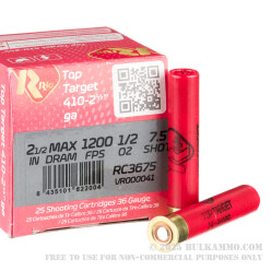 25 Rounds of .410 2-1/2" Ammo by Rio Ammunition - 1/2 oz - #7 1/2 shot